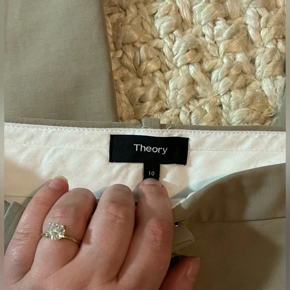 THEORY tailored trouser double stretch tan beige business dress pants  slacks 10 - Picture 6 of 10